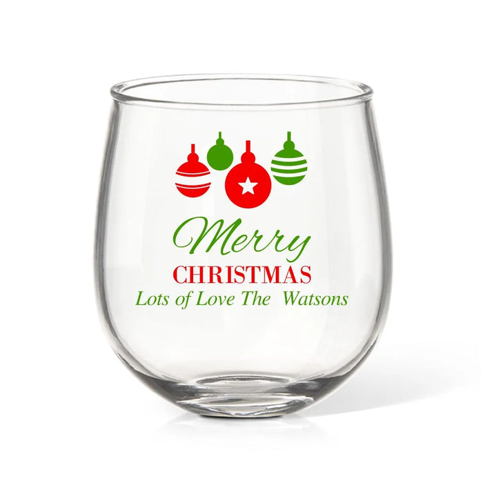 Bauble Coloured Stemless Wine Glass