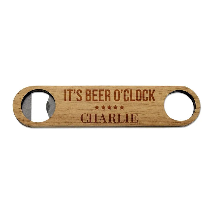 Beer O'Clock Engraved Wooden Bottle Opener