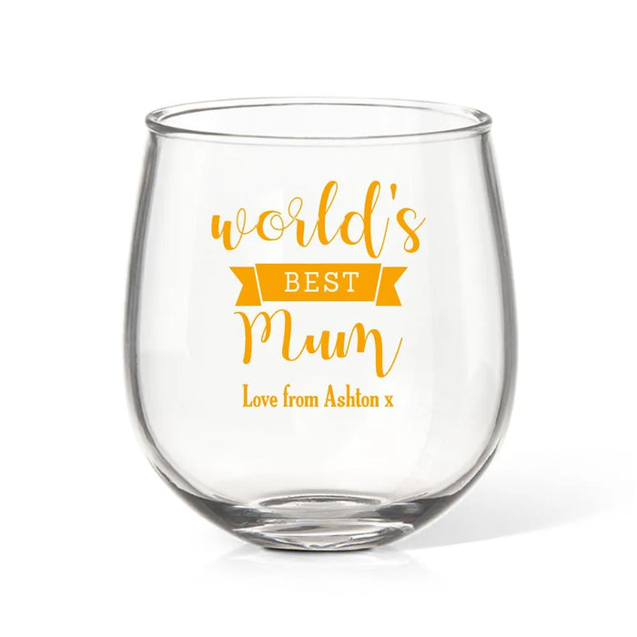 Best Mum Coloured Stemless Wine Glass