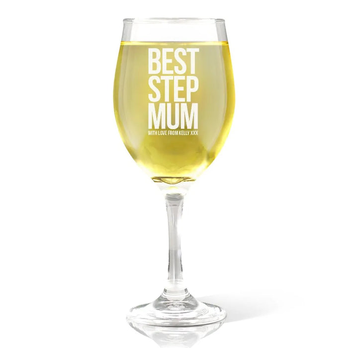 Best Step Mum Engraved Wine Glass