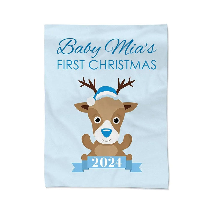 Blue First Christmas Blanket