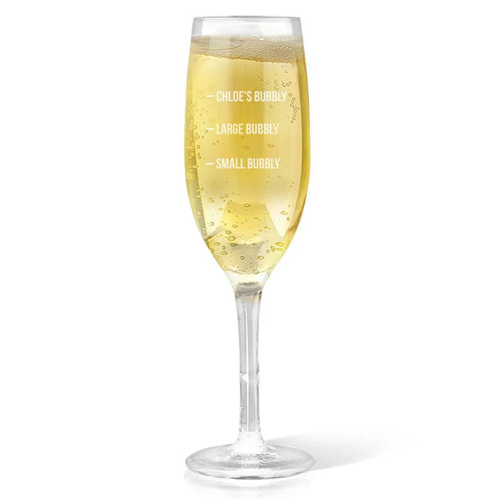 Bubbly Engraved Champagne Glass