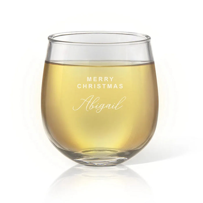 Christmas Engraved Stemless Wine Glass