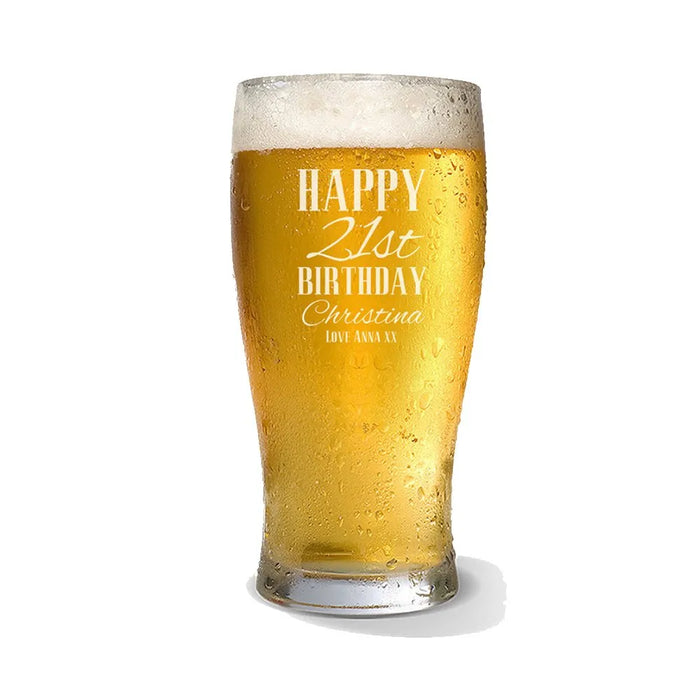 Classic Happy Birthday Engraved Standard Beer Glass