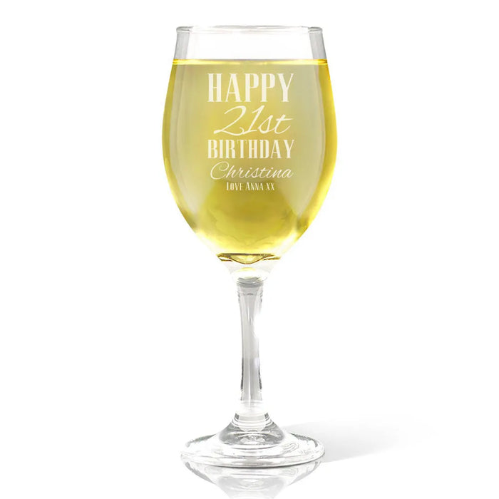 Classic Happy Birthday Engraved Wine Glass