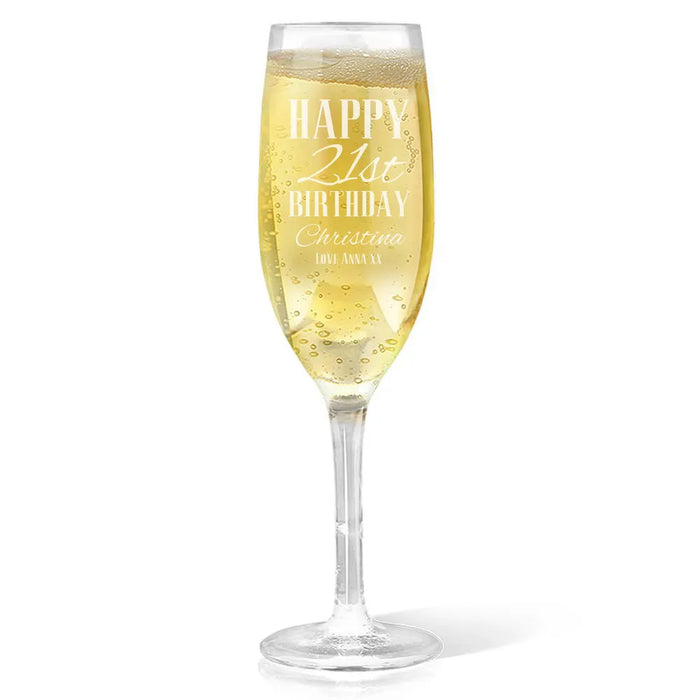 Classic Happy Birthday Engraved Champagne Glass