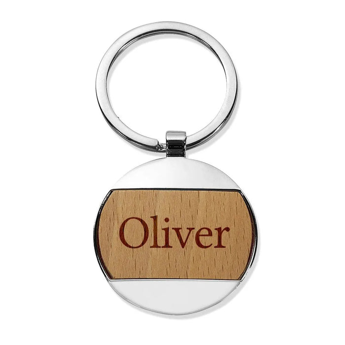 Classic Name Engraved Round Metal Keyring