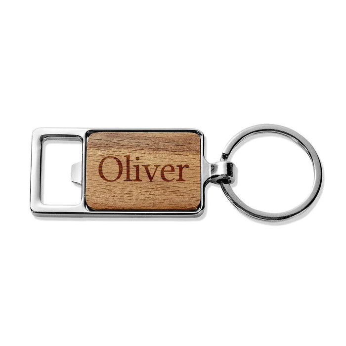 Classic Name Engraved Rectangle Metal Keyring