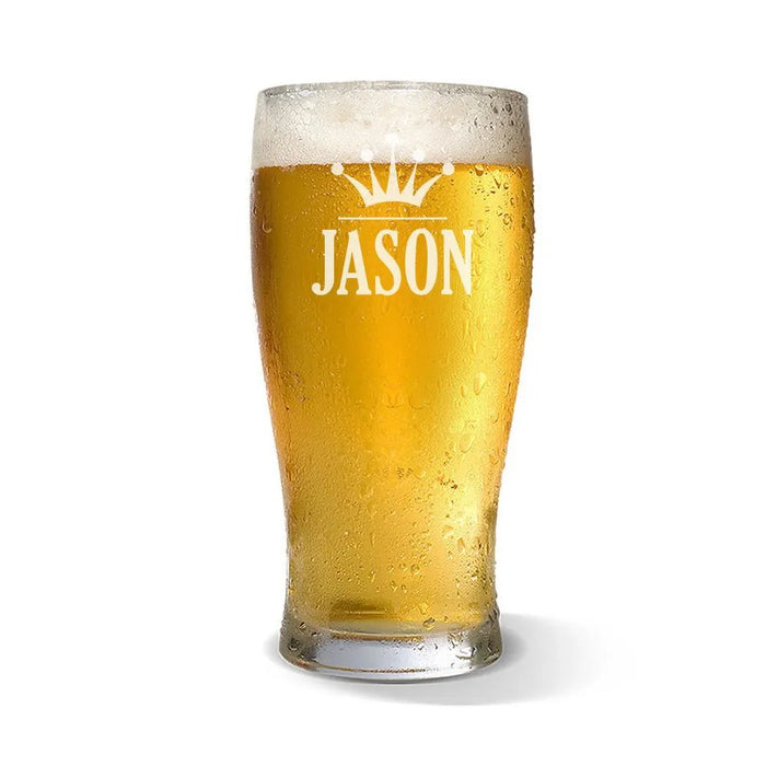 Crown Engraved Standard Beer Glass