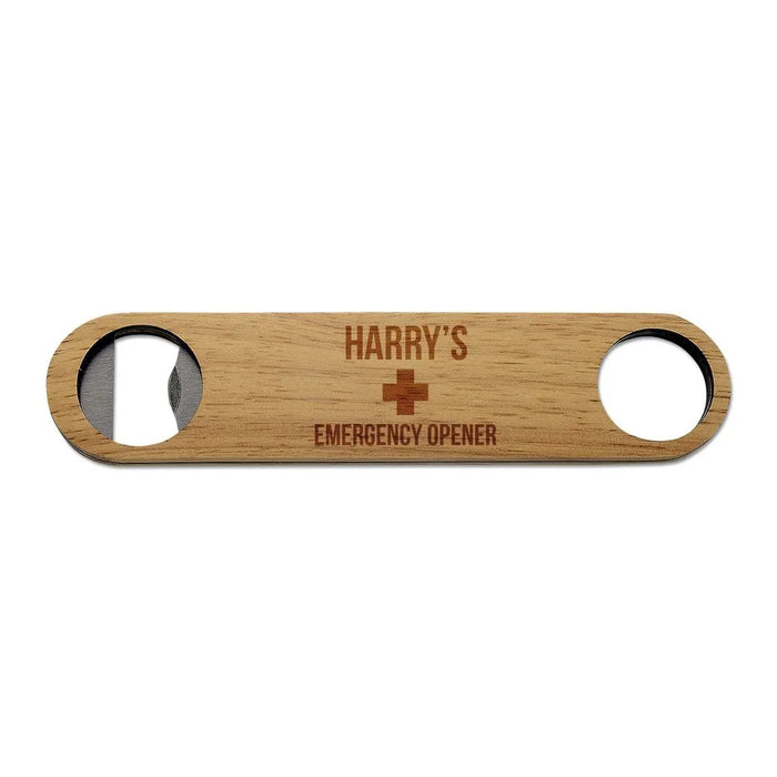 Emergency Engraved Wooden Bottle Opener