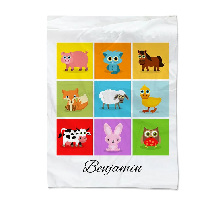 Farm Animal Collage Blanket