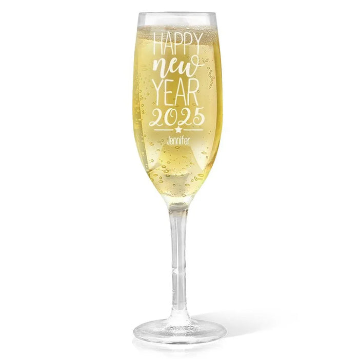 Fun New Year Engraved Champagne Glass