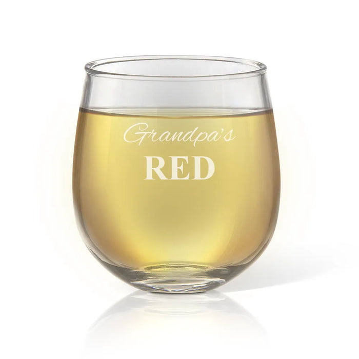 Grandpa's Engraved Stemless Wine Glass