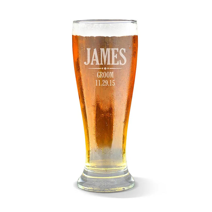 Groom Engraved Premium Beer Glass