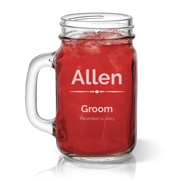 Groom Engraved Mason Jars