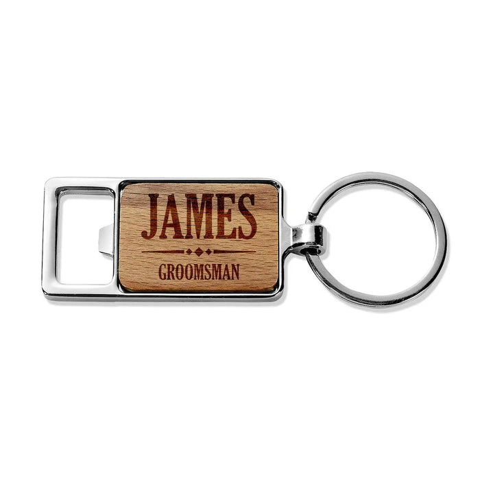 Groomsman Engraved Rectangle Metal Keyring