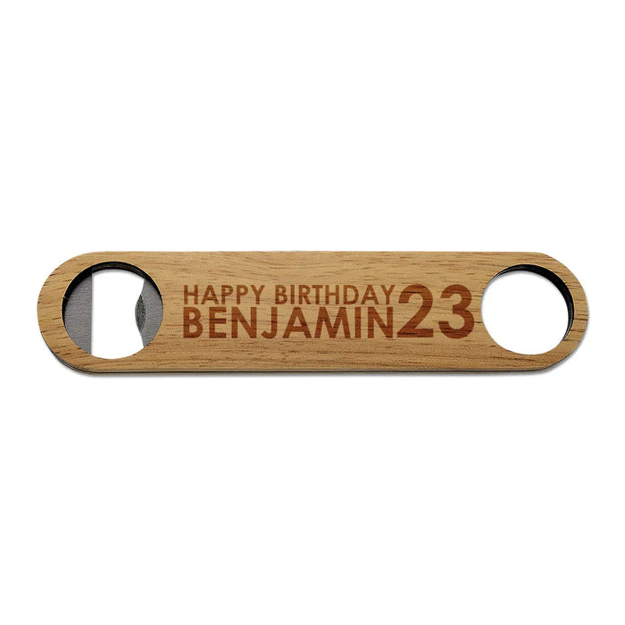 Happy Birthday Engraved Wooden Bottle Opener