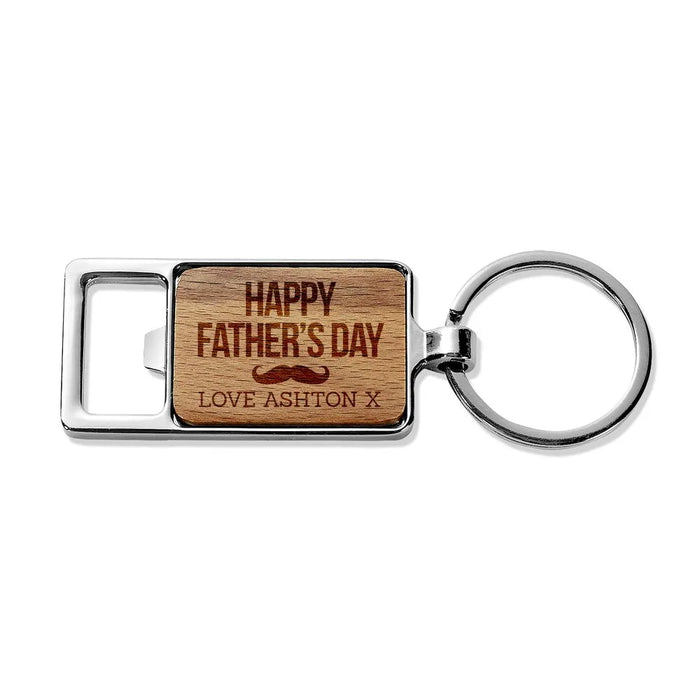 Happy Father's Day Engraved Rectangle Metal Keyring