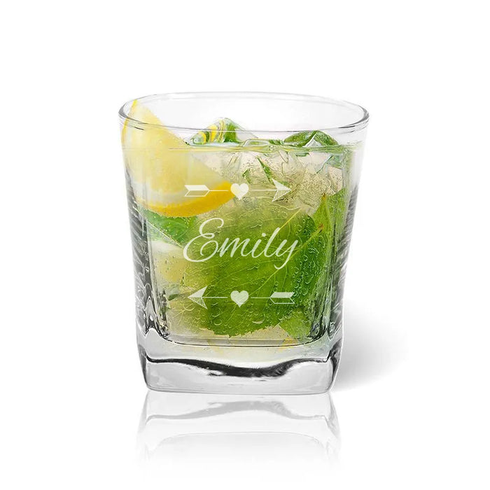 Heart Arrow Engraved Tumbler Glass