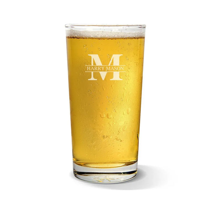 Initial Monogram Engraved Pint Glass