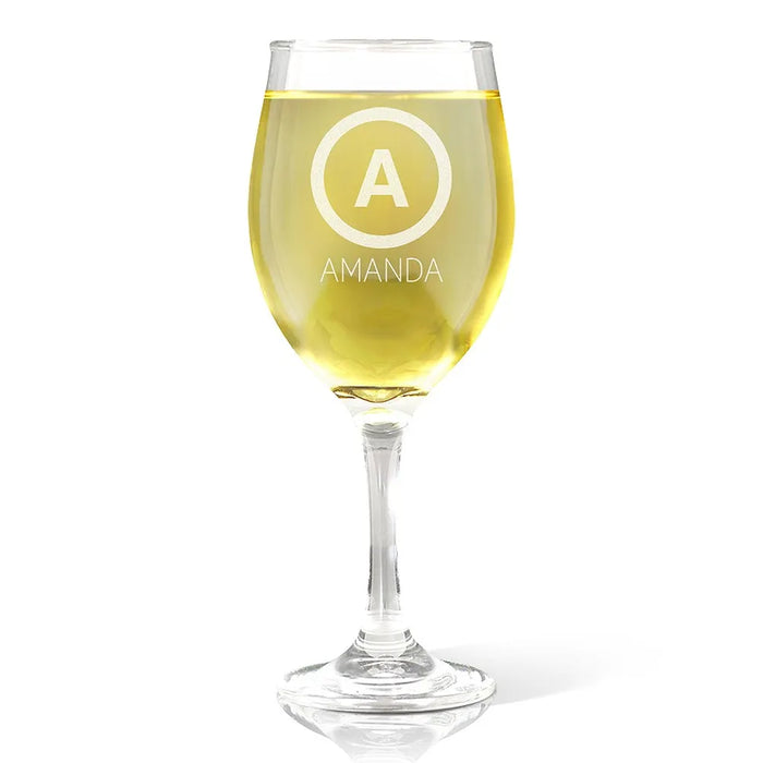 Initial Engraved Wine Glass