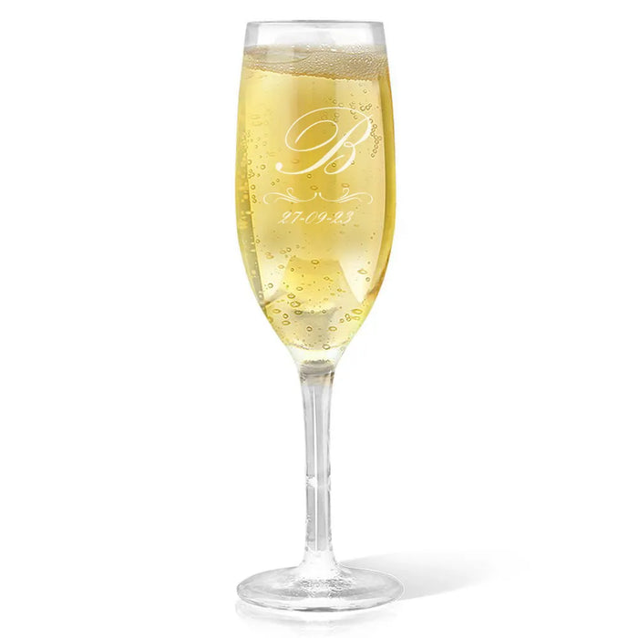 Initial Engraved Champagne Glass