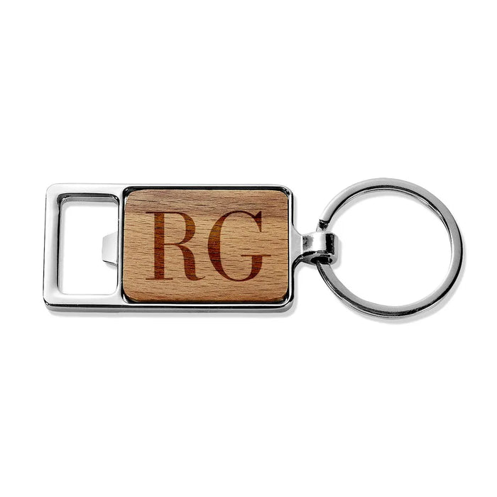 Initials Engraved Rectangle Metal Keyring