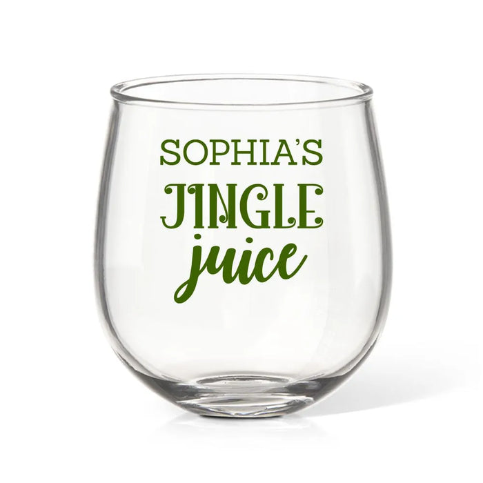 Jingle Juice Coloured Stemless Wine Glass