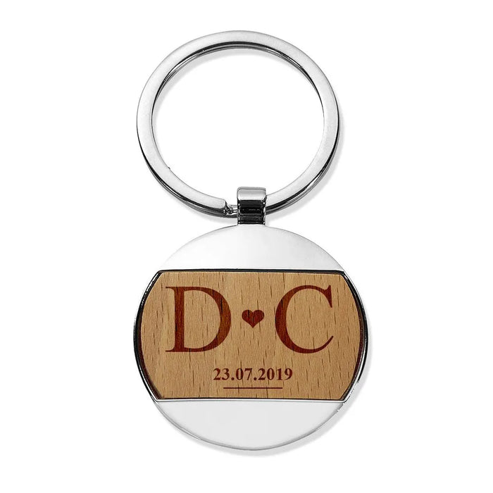 Love Engraved Round Metal Keyring