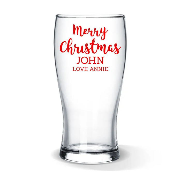 Merry Christmas Coloured Standard Beer Glass