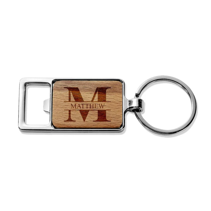 Monogram Engraved Rectangle Metal Keyring