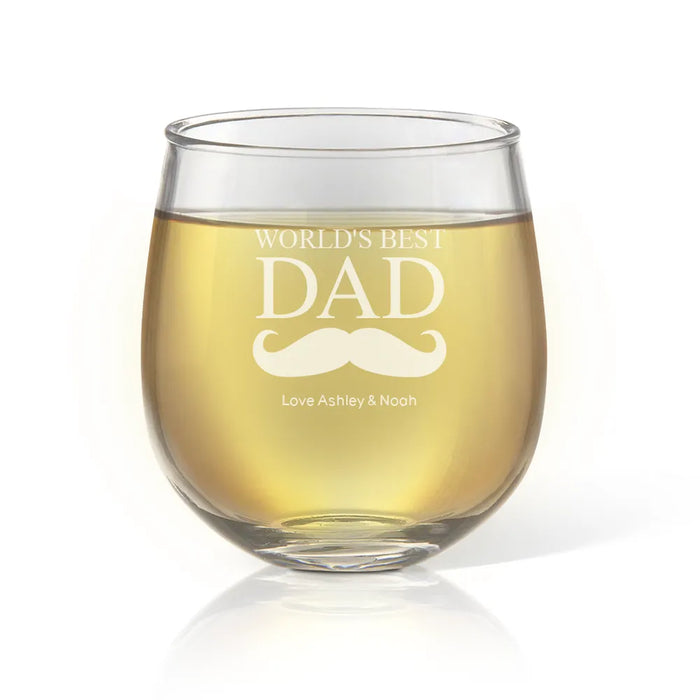 Moustache Engraved Stemless Wine Glass