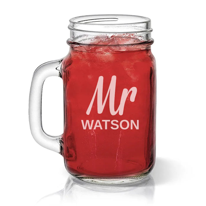 Mr Design Engraved Mason Jars