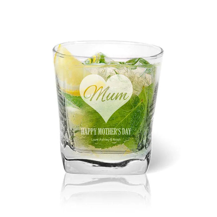 Mum in Heart Engraved Tumbler Glass