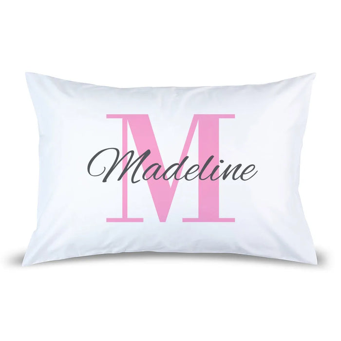 Pink Monogram Pillow Case