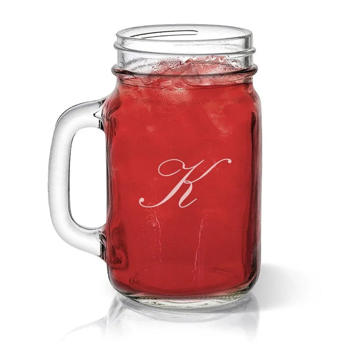 Single Initial Engraved Mason Jars