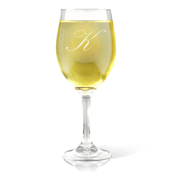 Single Initial Engraved Wine Glass