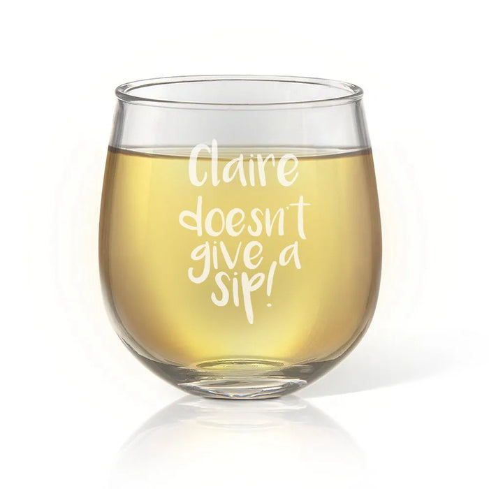 Sip Engraved Stemless Wine Glass