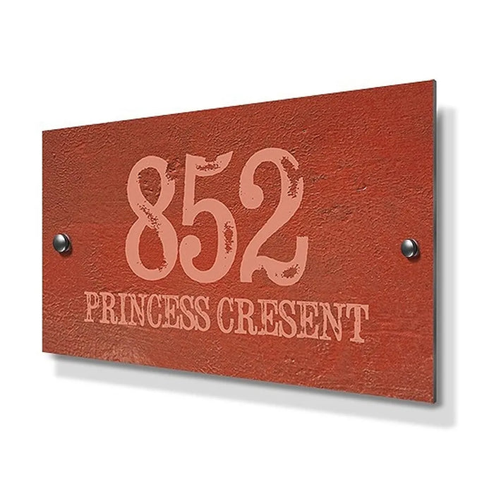 Orange Cement Effect Standard Metal House Sign