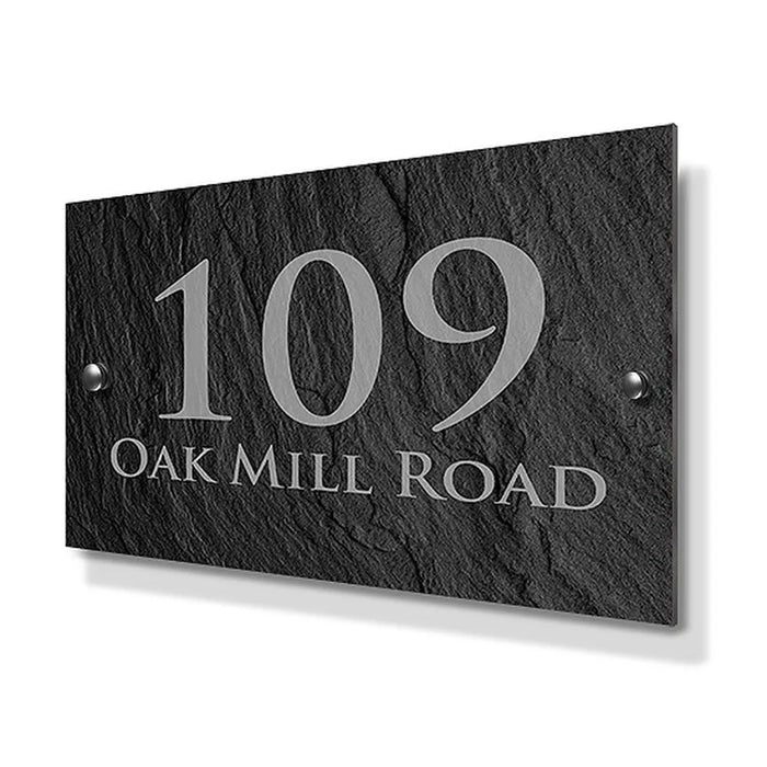 Slate Effect Standard Metal House Sign