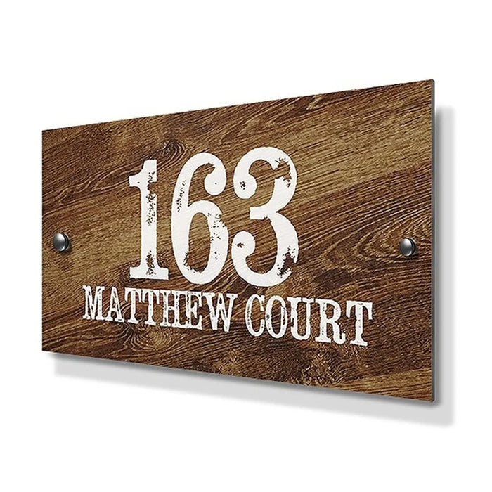 Wood Pine Effect Standard Metal House Sign