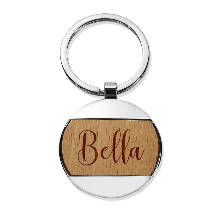 Stylish Name Engraved Round Metal Keyring