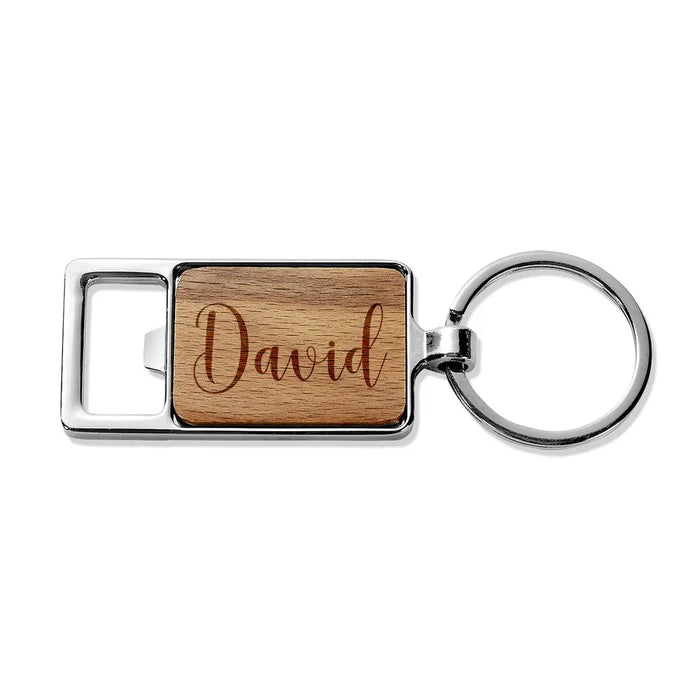 Stylish Name Engraved Rectangle Metal Keyring