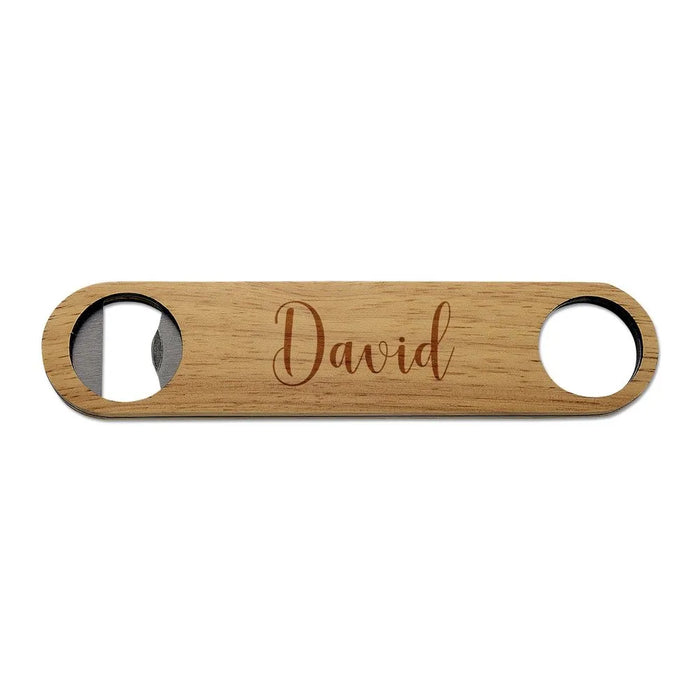 Stylish Name Engraved Wooden Bottle Opener