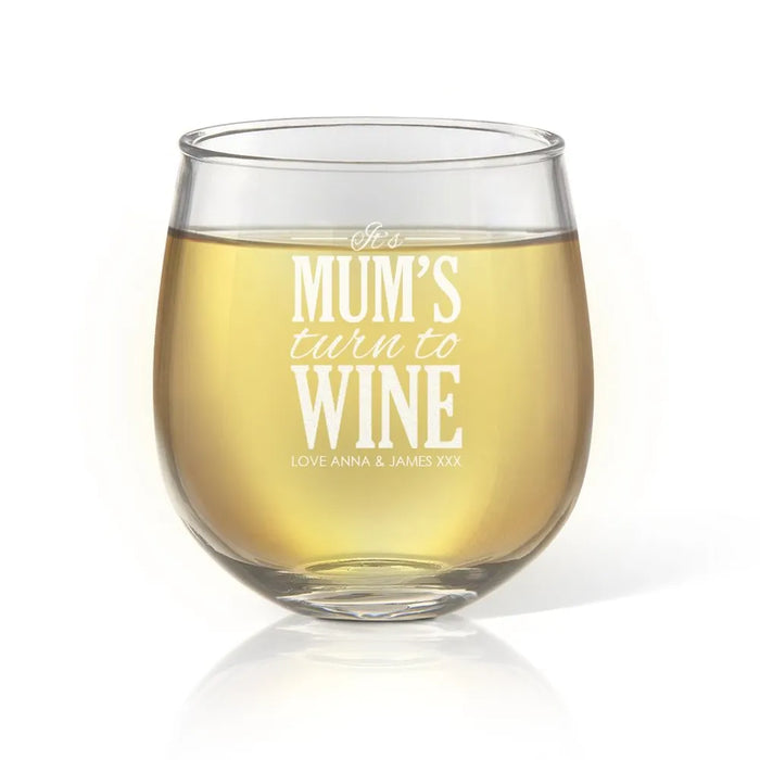 Turn To Engraved Stemless Wine Glass