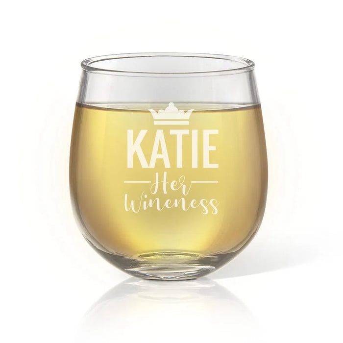 Wineness Engraved Stemless Wine Glass