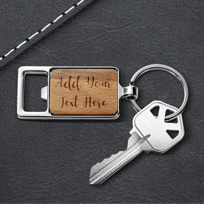 Add Your Own Message Engraved Rectangle Metal Keyring