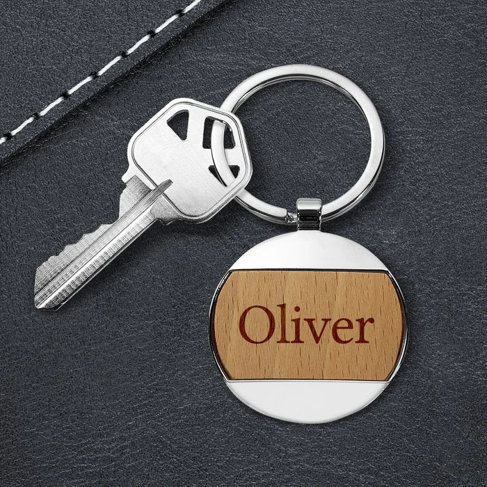 Classic Name Engraved Round Metal Keyring