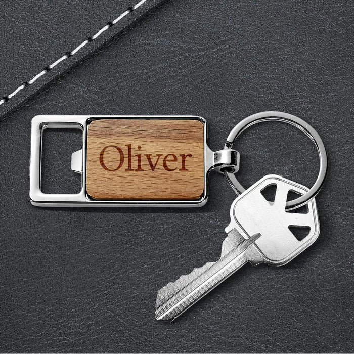 Classic Name Engraved Rectangle Metal Keyring