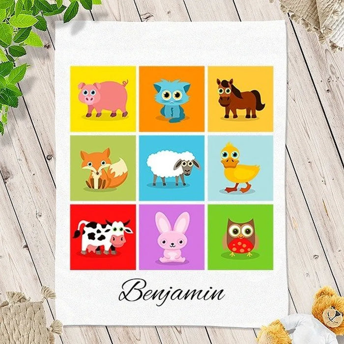 Farm Animal Collage Blanket